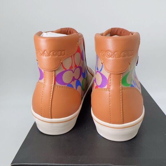 Coach CA855 Citysole High Top Platform Sneaker In Rainbow Signature Canvas 7 - Picture 5 of 11